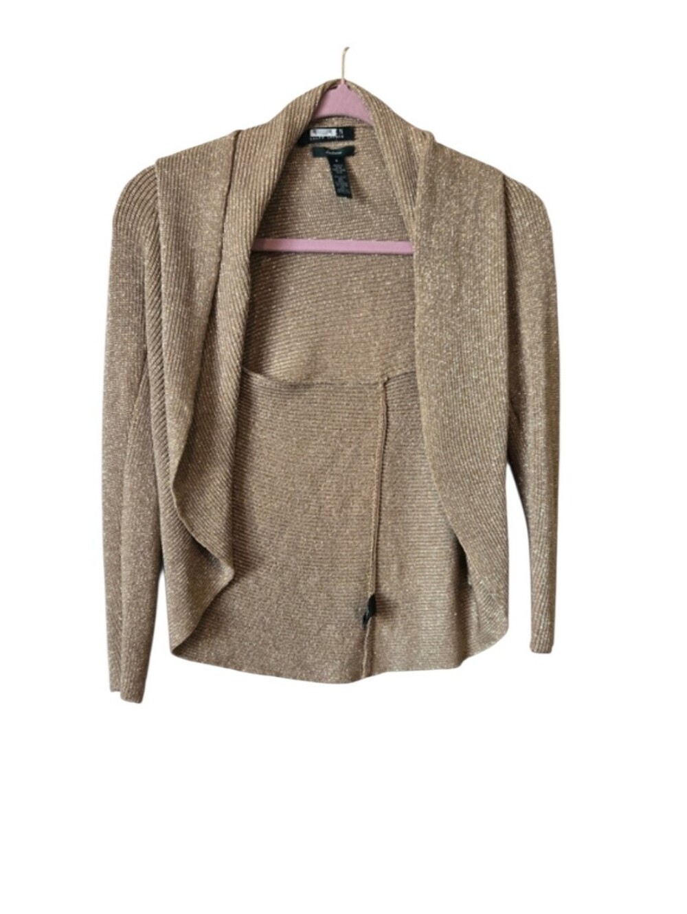 Lauren Ralph Lauren Gold Metallic Silk Shrug Cardigan Size Small #114